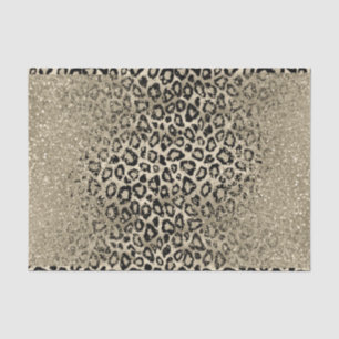 Gold Glitter on Ombre Leopard Background  Tissue Paper