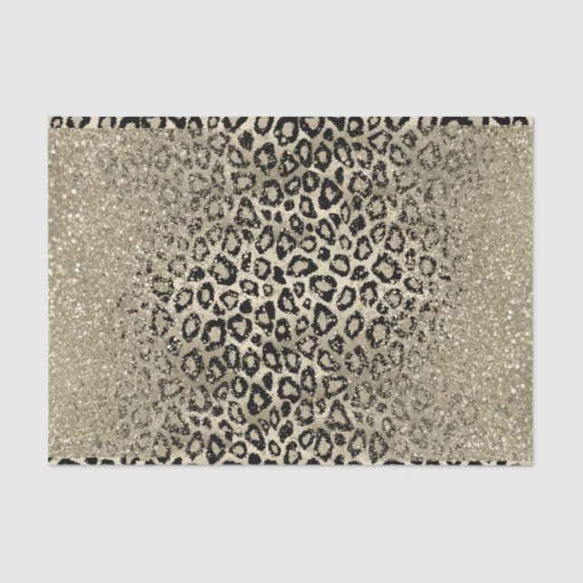 Gold Glitter on Ombre Leopard Background  Tissue Paper (Front)