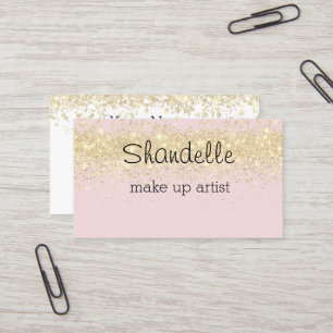Gold Glitter on Pink Glam Business Card
