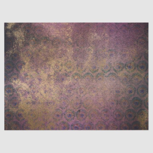 Gold Glitter on Purple Distressed Decoupage Tissue Paper (Front)