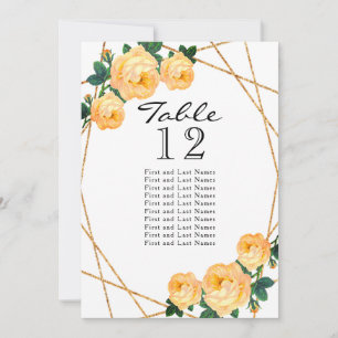 Gold Glitter Orange Floral Geo Table No Seating Announcement