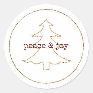 Gold Glitter Outline Christmas Tree Classic Round Sticker