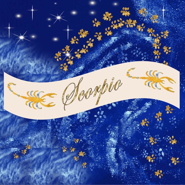 Gold & Glitter Painted Scorpio & Gold Name Satin Ribbon (Creator Uploaded)
