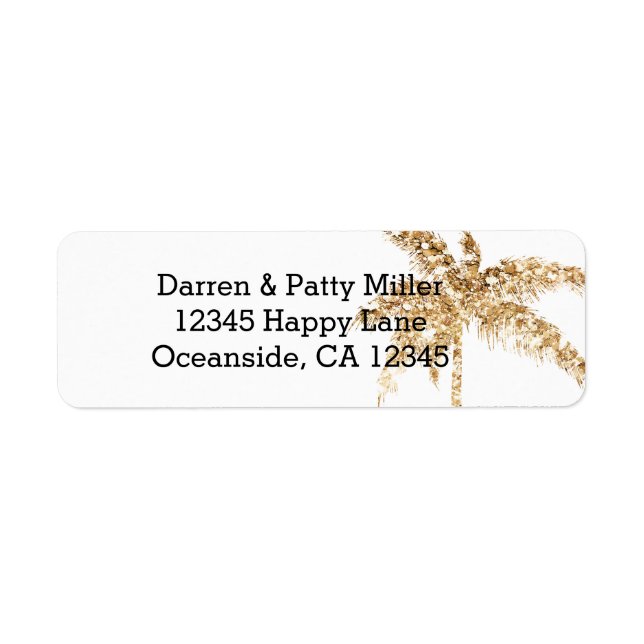 Gold Glitter Palm Tree Return Address Label (Front)