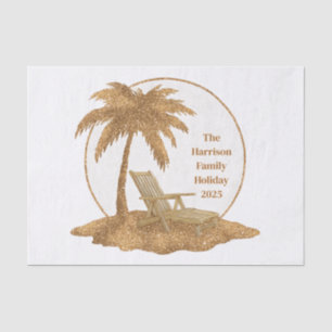 Gold Glitter Palm Tree with Custom Text Tissue Paper