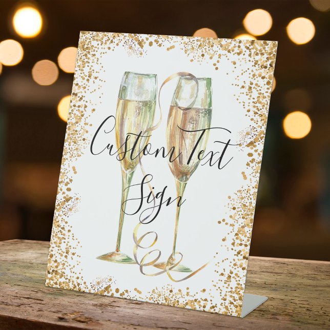 Gold Glitter Party Pedestal Sign (Creator Uploaded)