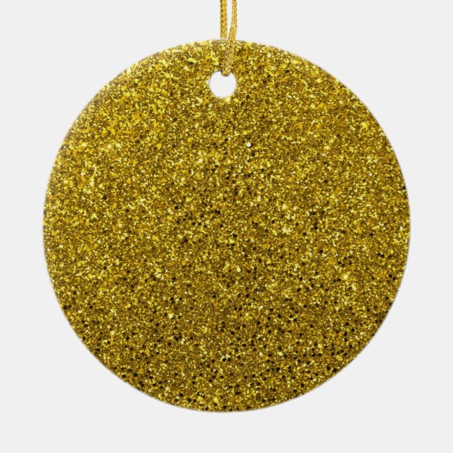Gold Glitter Pattern Ceramic Ornament (Front)