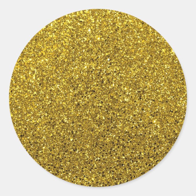 Gold Glitter Pattern Classic Round Sticker (Front)