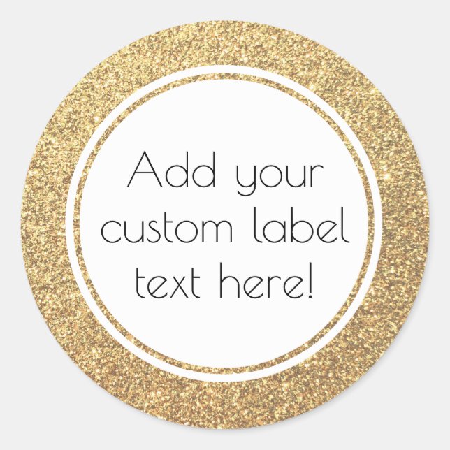 Gold Glitter Pattern Custom Craft Favour Wedding Classic Round Sticker (Front)