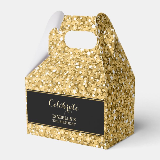 Gold Glitter Pattern Favour Box (Front Side)