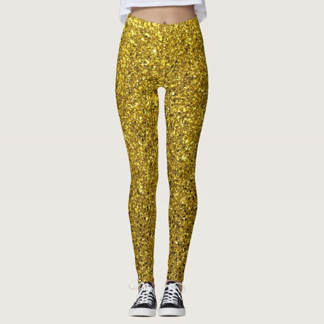 Gold Glitter Pattern Leggings (Front)