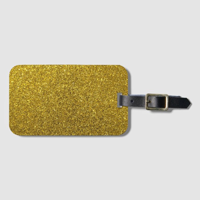 Gold Glitter Pattern Luggage Tag (Front Horizontal)