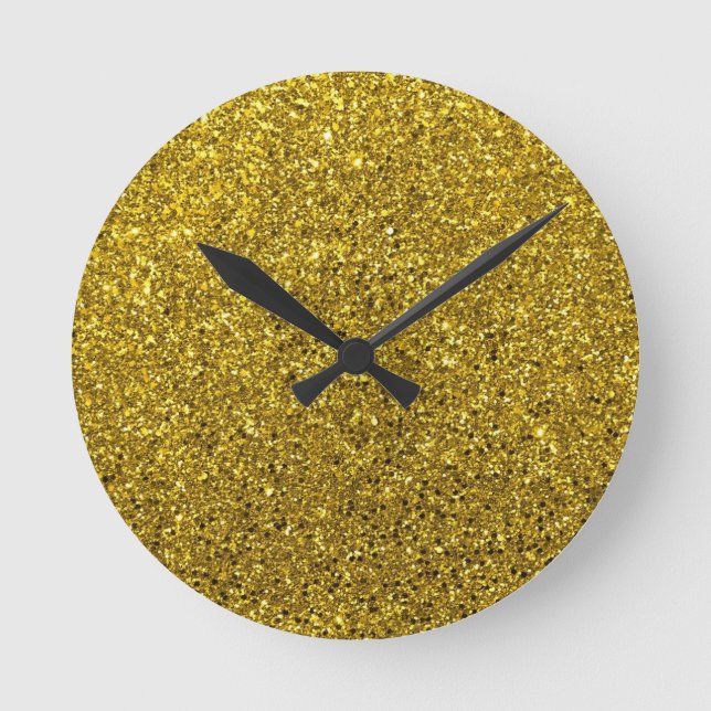 Gold Glitter Pattern Round Clock (Front)