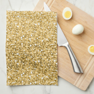 Gold Glitter Pattern Tea Towel