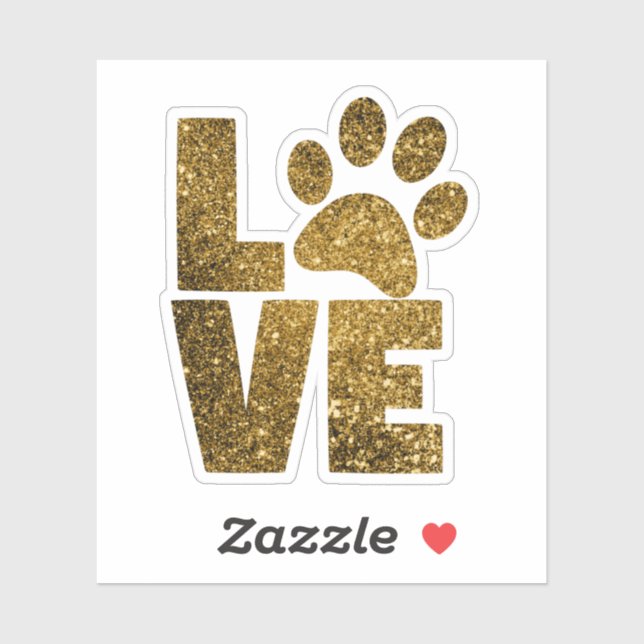 Gold Glitter Paw Love (Sheet)