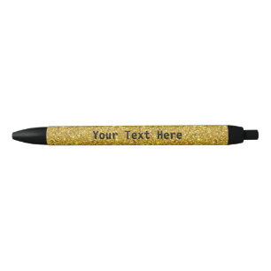 Gold glitter pen with personalised custom text