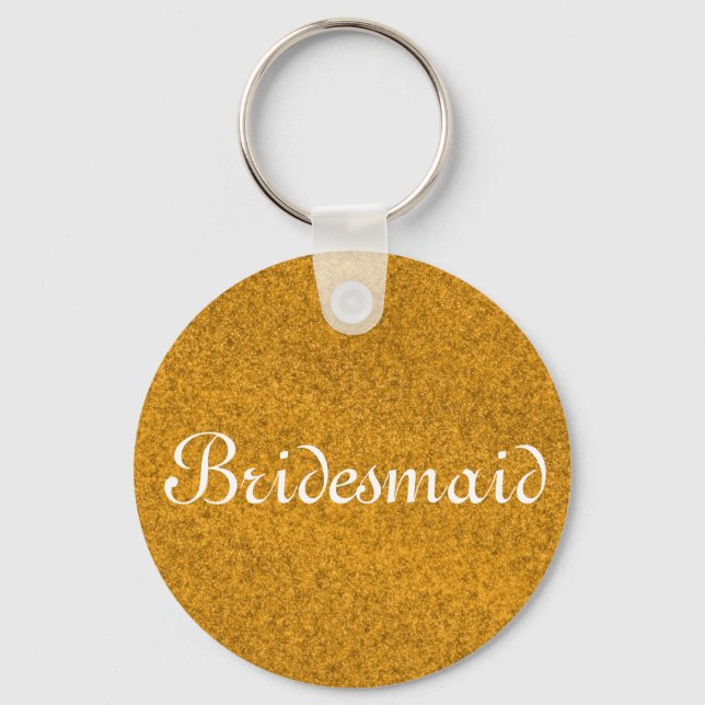 Gold Glitter Personalised Bridesmaid Key Ring (Front)