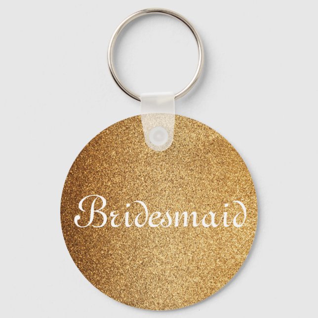 Gold Glitter Personalised Bridesmaid Key Ring (Front)