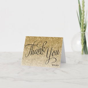 Gold Glitter Personalised Fancy Script Thank You