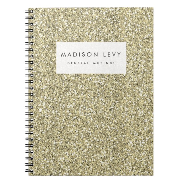 Gold Glitter Personalised Journal Notebook (Front)