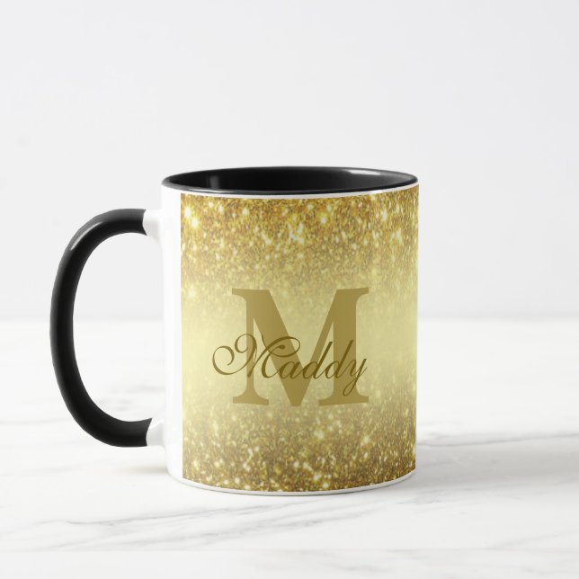 gold glitter personalised  mug (Left)