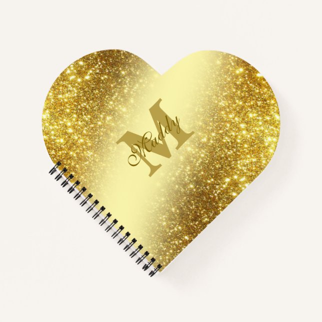 gold glitter personalised  notebook (Front)