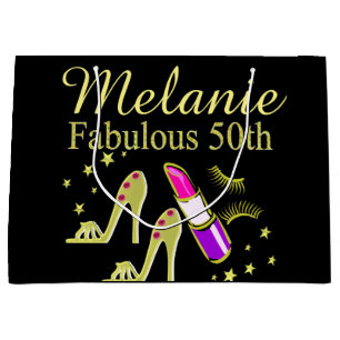 GOLD GLITTER PERSONALIZED 50TH BIRTHDAY GIFT BAG