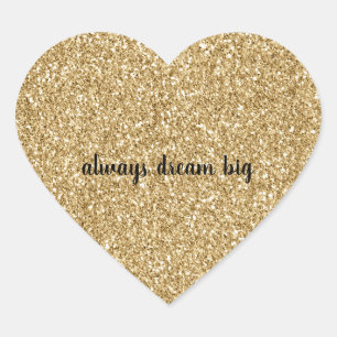 Gold Glitter personalized Heart Sticker
