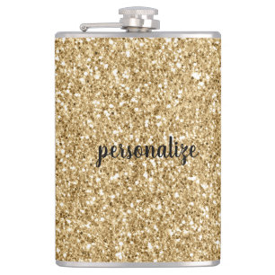 Gold Glitter personalized Hip Flask
