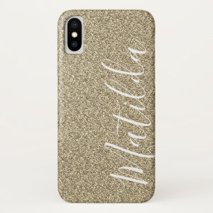Gold Glitter Personalized Name Script  iPhone X Case