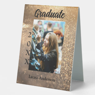 Gold glitter photo graduation add name class text