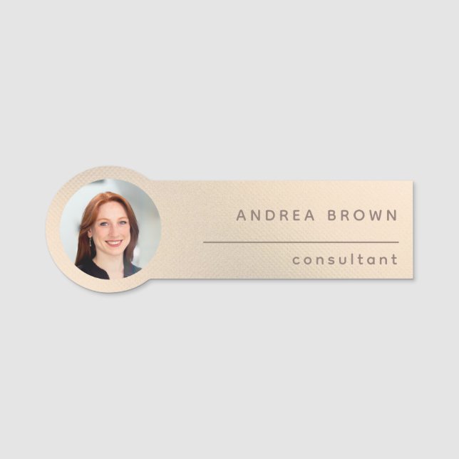 Gold Glitter Photo Professional Custom Name Tag (Front)