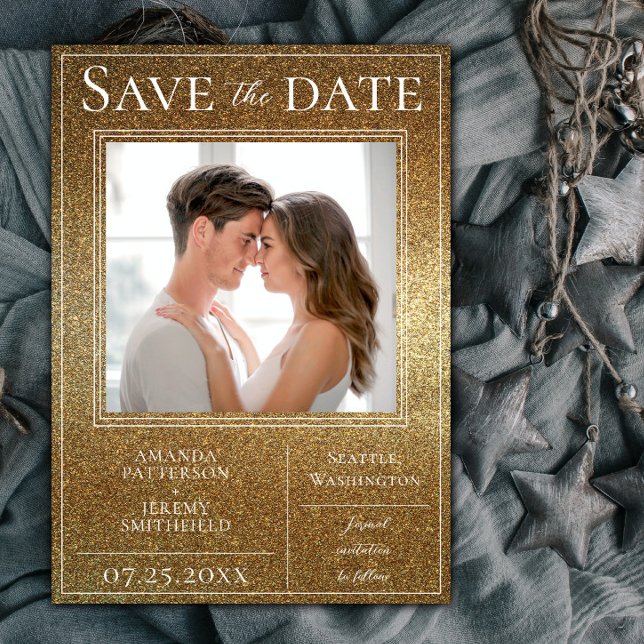 Gold Glitter Photo Save the Date (Gold Glitter Photo Save The Date)
