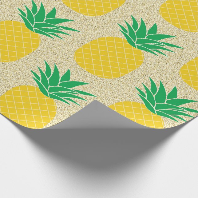 Gold Glitter Pineapple Wrapping Paper (Corner)