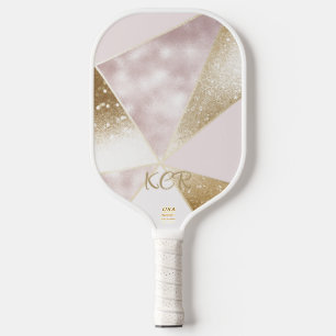 Gold Glitter Pink Abstract Geometic Official USA Pickleball Paddle
