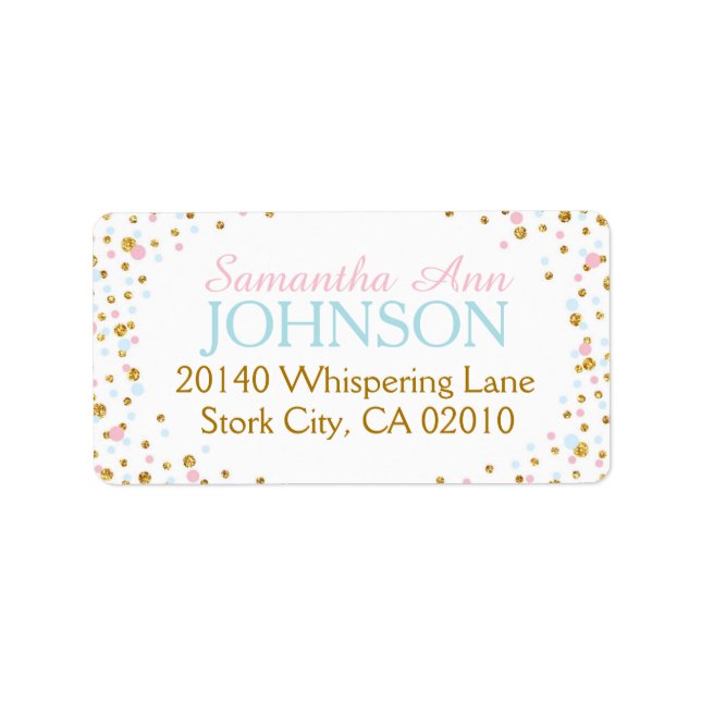 Gold Glitter Pink Blue Twin Sprinkles Label (Front)
