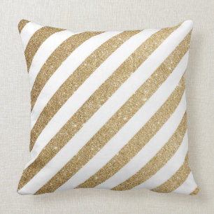 Gold Glitter & Pink Bokeh Shimmer Large Pillow