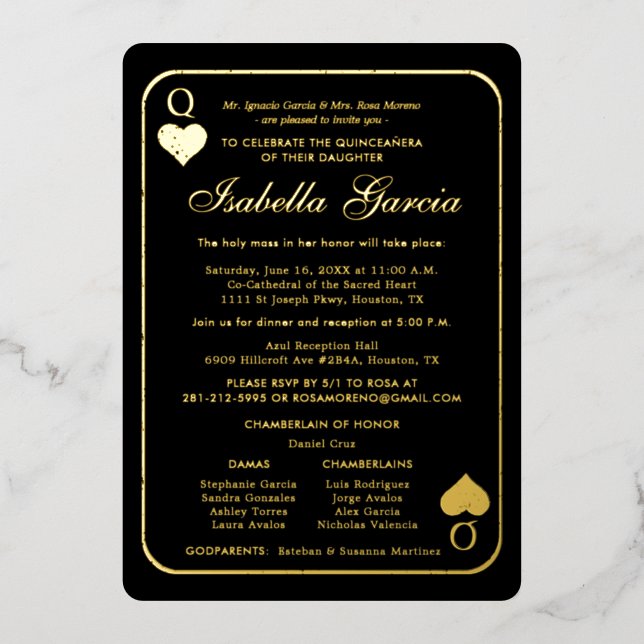 Gold Glitter Playing Card | Las Vegas Quinceañera (Front)