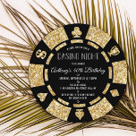 Gold Glitter Poker Chip Casino Night Party Invitation<br><div class="desc">Celebrate in style with these trendy casino night invitations. The design is easy to personalize with your own wording and your family and friends will be thrilled when they receive these fabulous party invites.</div>