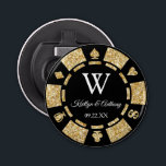 Gold Glitter Poker Chip Casino Wedding Party Favor Bottle Opener<br><div class="desc">Celebrate in style with this trendy poker chip bottle opener. The design is easy to personalize with your own wording and your family and friends will be thrilled when they receive this fabulous party favor.</div>