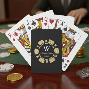Gold Glitter Poker Chip Casino Wedding Party Favou Playing Cards
