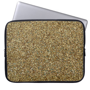 Gold Glitter Print Metallic Laptop Sleeve