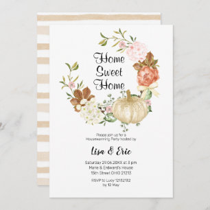 Gold Glitter Pumpkin Housewarming Party Invite