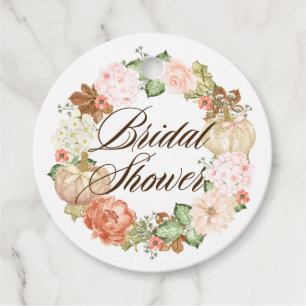 Gold Glitter Pumpkins Wreath Fall Bridal Shower Favour Tags