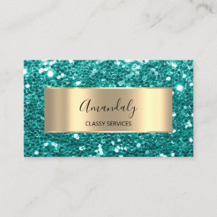 Gold Glitter QR Code Logo Tiffanyies Emerald Bus Business Card