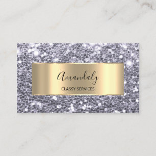 Gold Glitter QRCode Logo Violet Purple Grey Spark Business Card