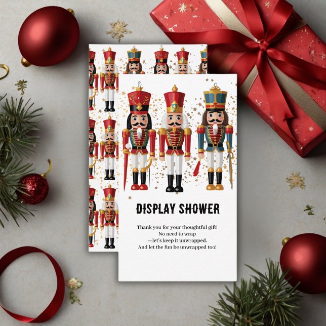 Gold Glitter Red & Blue Nutcracker Baby Shower Enclosure Card (Creator Uploaded)