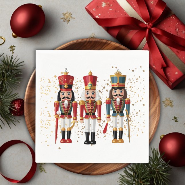 Gold Glitter Red & Blue Nutcracker Baby Shower Napkin (Creator Uploaded)