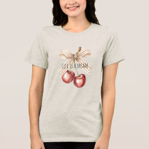 Gold Glitter Red Cherries Tri-Blend Shirt