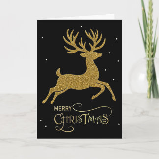 Gold Glitter Reindeer Christmas Card